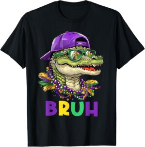 Mardigator Alligator Bruh Mardi Gras Costume Teens Boys Kids T-Shirt