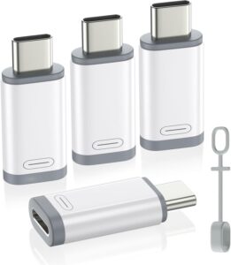 MoKo 4Pack Lightning Female to USB C Male Adapter,USB-C to Lightning Adapter for iPhone 15/16 Pro/16 Pro Max/Plus,Galaxy S24,iPad Air, iPhone to USB C Adapter for Charging/Data Sync, NOT for Audio/OTG