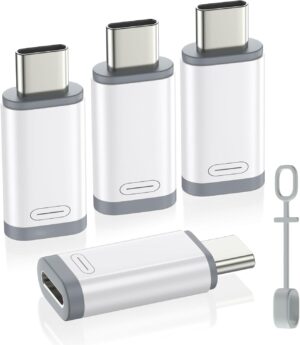 MoKo 4Pack Lightning Female to USB C Male Adapter,USB-C to Lightning Adapter for iPhone 15/16 Pro/16 Pro Max/Plus,Galaxy S24,iPad Air, iPhone to USB C Adapter for Charging/Data Sync, NOT for Audio/OTG