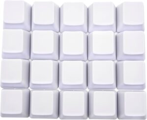 OEM Profile White Blank Keycaps PBT Material 1U R4 Keycap for MX switches Mechanical Keyboard (White, 20pcs)