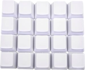 OEM Profile White Blank Keycaps PBT Material 1U R4 Keycap for MX switches Mechanical Keyboard (White, 20pcs)