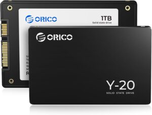 ORICO 1TB SATA SSD 2.5 Inch Internal Solid State Drive, Read Speed up to 500MB/s, SATA III 6Gbps for Desktop Laptop NAS DIY External Drive - Y20