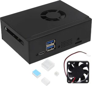 Orange Pi 5 Plus Case (N508), Metal Enclosure with Cooling Fan & 4PCS Aluminum Heatsink Compatible with Orange Pi 5 Plus 4GB/8GB/16GB
