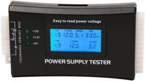 PC Power Supply Diagnostic LCD Computer Testing Device Computer 20/24 4/6/8 Pin Supply Tester for SATA, IDE, HDD, ATX, ITX, Byi Plug