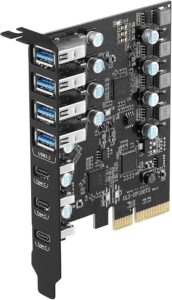 PCIe USB 3.2/3.1 Gen 2 Card 7 Ports (3X Type USB C – 4 USB A) Expansion Card 10Gbps USB C PCIe Card PC Internal USB hub