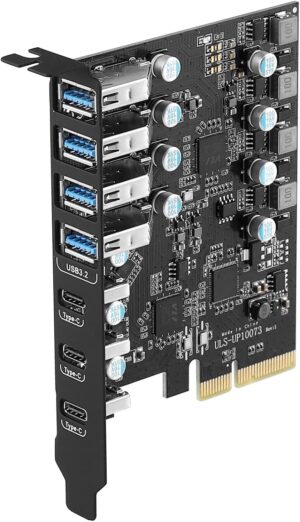 PCIe USB 3.2/3.1 Gen 2 Card 7 Ports (3X Type USB C - 4 USB A) Expansion Card 10Gbps USB C PCIe Card PC Internal USB hub