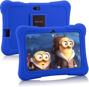 PRITOM 7 inch Kids Tablet, Quad Core Tablet Android, 32 GB ROM, WiFi, Bluetooth, Dual Camera, Educationl, Games, Parental Control, Kids Software Pre-Installed with Kids-Tablet Case, Blue