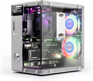 Pironman 5 NVMe M.2 SSD PCIe Mini PC Case for Raspberry Pi 5 Hailo-8L AI Accelerator with Tower Cooler+Dual RGB Fans, 0.96” OLED Module, Safe Shutdown, Standard HDMI, RGB Effect, Stylish Design