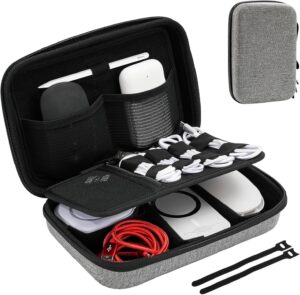 ProCase Hard Travel Electronic Organizer Case for MacBook Power Adapter Chargers Cables Power Bank Apple Magic Mouse Apple Pencil USB Flash Disk SD Card Small Portable Accessories Bag -L, Darkgrey