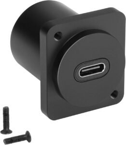 QIANRENON 10Gbps USB C to USB C Panel Mount Adapter Type C 3.1 Female to Female Straight Connector Mounting Socket,100W Charging,Integral Al Alloy Housing,D-Type/XLR Panel Mount,for Extension USB C