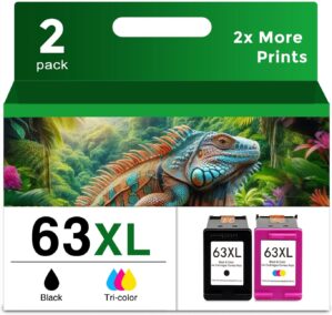 Remanufactured Ink Cartridge Replacement for HP Ink 63 63xl Ink Cartridge Combo Pack (1 Black and 1 Color) Use with 3830 5255 5258 4650 Envy 4520 4512 Deskjet 3632 1112 3637 3630 Printer