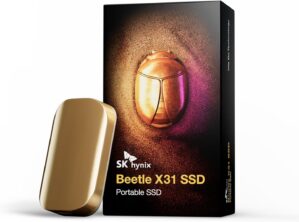 SK hynix Beetle X31 1TB Portable SSD with DRAM, up to 1050MB/s, USB 3.2 Gen2, External Hard Drive Compatible with PC, Mac, Laptop, PS5 (Champagne Gold)