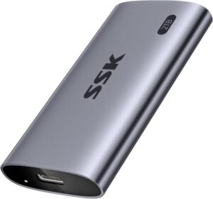 SSK Portable SSD 2TB, up to 2000MB/s External Solid State Drives, USB 3.2 Gen2X2 NVMe SSD External Hard Drive, Ultra Low Power for iPhone 15/ MacBook/Pro/OTG Phone/Laptops