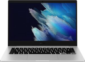 Samsung Galaxy Book Go Laptop PC Computer Qualcomm 7C Pro 4GB Memory 128GB eUFS Storage 18-Hour Battery Compact Light Shockproof WFH Ready WiFi 5, Silver (Renewed)