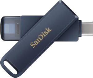 SanDisk 256GB Phone Drive for iPhone – The 2-in-1 USB for iPhone,iPad, and Computer – Flash Drive with Lightning and USB Type-C Connectors, Metallic Sky – SDIXD0N-256G-GN6NE