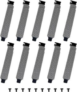 Slot Cover PCI Dust Filter Blanking Screws Vented Slot Cover Suitable for Most Computer Cases (Black with mounting Screws) -10pcs