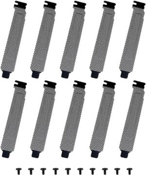 Slot Cover PCI Dust Filter Blanking Screws Vented Slot Cover Suitable for Most Computer Cases (Black with mounting Screws) -10pcs