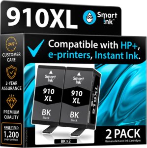 Smart Ink Remanufactured Ink Cartridge Replacement for HP 910 XL 910XL (Black XL 2 Combo Pack) to use with HP OfficeJet Pro 8025e 8028e 8035e 8025 8028 8035 OfficeJet 8015e 8022e 8015 8022 Printers