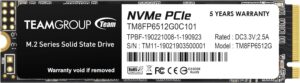 TEAMGROUP MP33 512GB SLC Cache 3DNAND TLC NVMe PCIe Gen3x4 M.2 2280 Internal SSD R/W up to 1700/1400 MB/s Compatible w/ Laptop&Desktop TM8FP6512G0C101