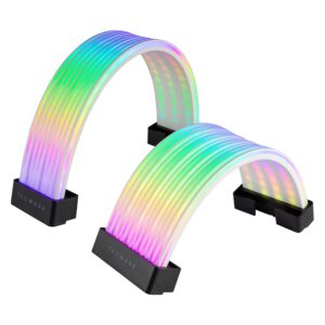 TECWARE Flex RGB, PSU Extension Cable Cover Kit, Light Up LED Strip Set for GPU and Motherboard PC Cables, 5V 3 Pin ARGB Sync, Compatible with 8-Pin, 16-Pin, 24-Pin, Black