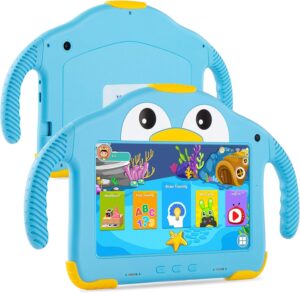 Tablet for Toddlers Tablet Android Kids Tablet with WiFi Dual Camera 1GB 32GB Storage 1024 x 600 Touch Screen Parental Control Mode Google Playstore YouTube Netflix for Boys Girls Android 10