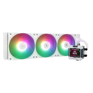 Thermalright FW360 White ARGB CPU Water Cooler with 3 PWM Fans with 2000RPM,IPS LCD Screen with 320 * 240 Resolution,Liquid CPU Cooler with 2.4in LCD Display,CPU PC Aio Cooler for AM5/Intel LGA1851