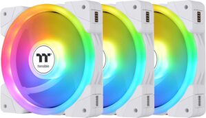 Thermaltake SWAFAN EX 12 ARGB PC Cooling Fan White, 3-Fan pcak, 500~2000 RPM, Magnetic Connection, Reversable Blades, sync with MB RGB Software, CL-F169-PL12SW-A, White