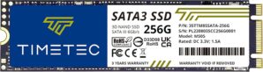 Timetec 256GB SSD 3D NAND SATA III 6Gb/s M.2 2280 NGFF 128TBW Read Speed Up to 550MB/s SLC Cache Performance Boost Internal Solid State Drive for PC Computer Laptop and Desktop (256GB)