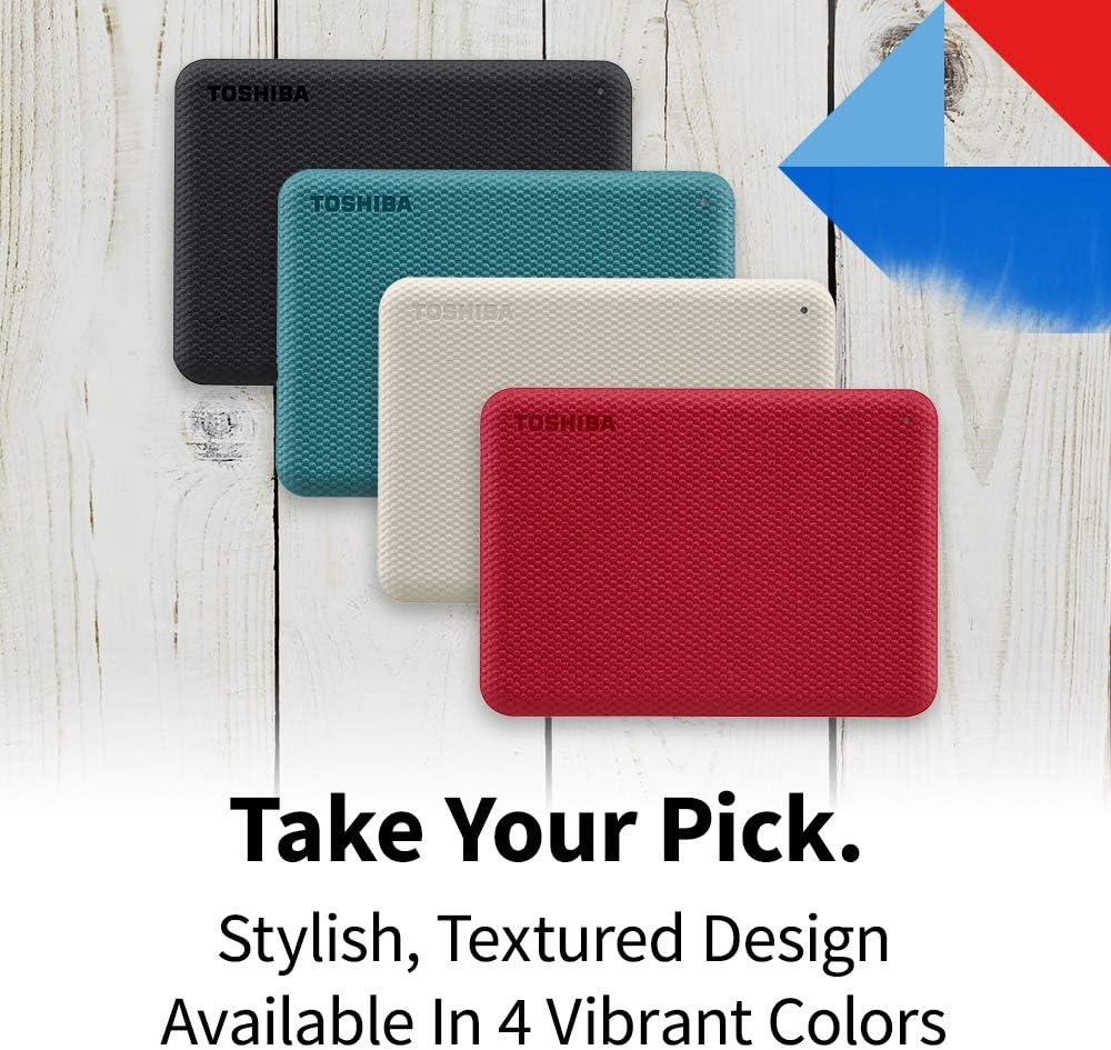 Toshiba Canvio Advance 2TB Portable External Hard Drive USB 3.0, Red - HDTCA20XR3AA - Image 2