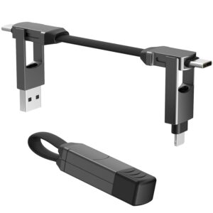 Travel Portable Magnetic Multi Charging Cable Short 4 in 1 USB Charger Data Cord 60W USB A/C to Type C/L Port Connectors Compatible with iPhone/iPad/MacBook/Galaxy, 6.3in