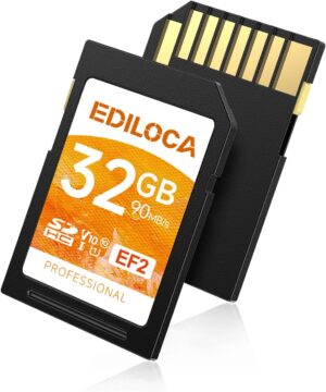 UHS-I 32GB SD Card UHS-I Memory Card Fast Storage, Read Speed 90MB/s, Write Speed 20MB/s, C10, U1, V10, Full-HD & 4K Video, SD Card 32GB, Must-Have for Professional Photographers-32GB(EF2)