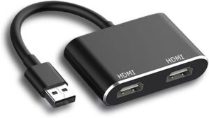USB 3.0 to Dual HDMI Adapter, 1080P Video Adapter USB to HDMI for Dual Monitor Converter USB to 2*HDMI 4K Expander Compatible with Windows