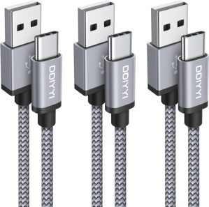 USB C Cable 3ft 3-Pack USB to USB C Cable Fast Charging Car Charger USB C Carplay for iPhone 16/15 Pro Plus Max, Samsung Galaxy S24 S23 S22 A15 A25, Pixel 9 8 7, USBA to USBC Charger Cord -Gray