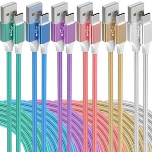 USB C Cable, 6Pack USB to USB C Cable Type C Charger Fast Charging Cable Nylon Braided Android Charger for iPhone 16 15 Charger, Samsung Galaxy, Huawei, Google Pixel, Sony, Switch(3/3/3/6/6/10Ft)
