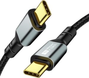 USB C Monitor Display Cable [4K@144Hz/60Hz 8K@30Hz], USB C 3.2 Gen 2×2 Video Cable, 20Gbps Data Transfer, 100W PD Fast Charge，for iPhone 15, MacBooks, Galaxy S23, Nylon Braided, Black(3.3FT)