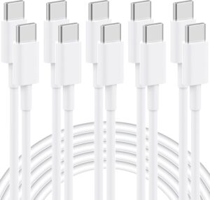 USB C to USB C Cable, 5-Pack 6FT, 60W Fast Charging Power Delivery for iPhone 15/15 Pro/15 Plus/15 Pro Max, iPad Mini 6/Pro 2021, MacBook Pro 2020, Samsung Galaxy S23, Switch