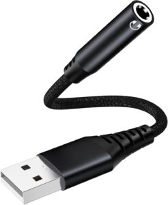 USB to 3.5mm Jack Audio Adapter,External Sound Card USB-A to Audio Jack Adapter with Aux Stereo Converter Compatible with Headset,PC Windows,Laptop Mac, Desktops,for PS4 and More Device (Black)