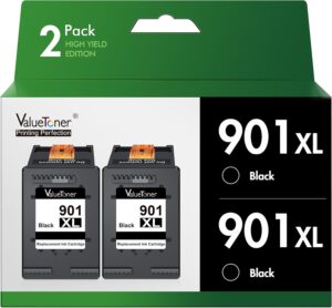 Valuetoner Remanufactured Ink Cartridge Replacement for HP 901 Ink cartridges 901XL Compatible with Officejet 4500, J4524, J4540, J4550, J4580, J4624, J4680 Printer High Yield (2 Black)