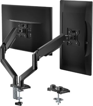 WALI Dual Monitor Mount, Adjustable Gas Spring Monitor Desk Stand for 2 Monitors, Heavy Duty Monitor Arm up to 34 Inch Screen, Hold up to MAX 19.8lbs, Max Mounting Holes 100x100mm (GSMP002N), Black
