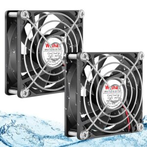 Wathai IP67 Waterproof 80mm x 25mm 12V Cooling DC Fan for RV Fridge Exhaust Ventilation Dual Ball High Speed DIY Cooler 12 v Fans 2 Pack