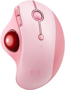 Wireless Trackball Mouse, Bluetooth Ergonomic Mouse – Rollerball Mouse Rechargeable Multi Devices USB/Bluetooth Connection Thumb Control Mouse Compatible for Mac/Android/Windows Computers, Pink