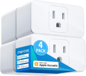 meross Smart Plug Mini, 15A & Reliable Wi-Fi, Support Apple HomeKit, Siri, Alexa, Echo, Google Assistant and Nest Hub, App Control, Timer, No Hub Needed, 2.4G WiFi Only, 4 Pack