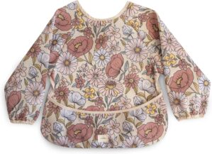 mushie Long Sleeve Baby Bib | Mess Free & Waterproof Fabric for Toddlers | Adjustable Fit for Ages 6-24 Months