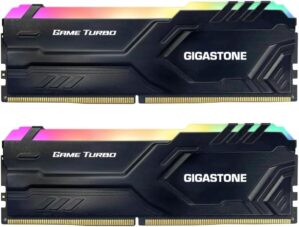 【RGB DDR4 RAM】GIGASTONE Game TURBO 16GB Kit (2x8GB)DDR4 3200MHz PC4-25600 CL 16-18-18-40 Intel XMP 2.0 AMD Ryzen 1.35V UDIMM 288 Pin Unbuffered Non ECC High Performance Gaming Desktop Memory - Black