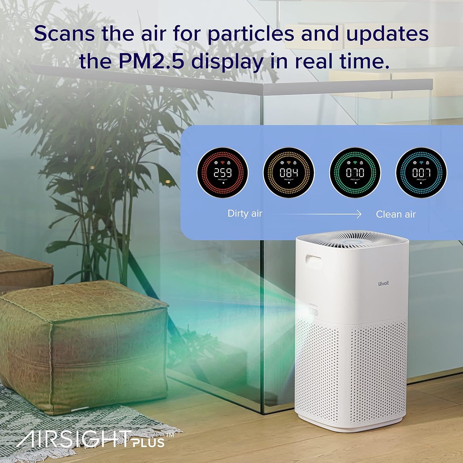 LEVOIT Air Purifiers for Home Large Room Up to 3175 Sq. Ft with Smart WiFi, PM2.5 Monitor, HEPA Sleep Mode, 3-in-1 Filter for Smoke, Pet Allergies, Dust and Odor, Alexa Control, Core 600S-P, White - Image 7