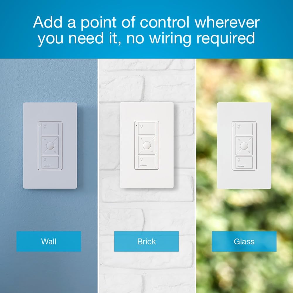 Lutron Pico Remote for Caseta Smart Dimmer Switch, 3-Button Control with Raise/Lower and Preset Lighting Level, For Table Top or Wallmount Use, PJ2-3BRL-WH-L01R, White - Image 3