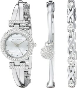 Anne Klein Women’s Premium Crystal Accented Bangle Watch and Bracelet Set