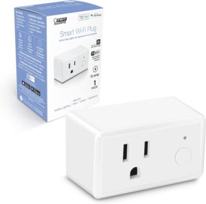 Feit Electric WiFi Work with Alexa and Google Home, Feit App, No hub required, Remote Control From Anywhere 15 Amp Smart Outlet Plug, Indoor, 120 volts, Plastic, White