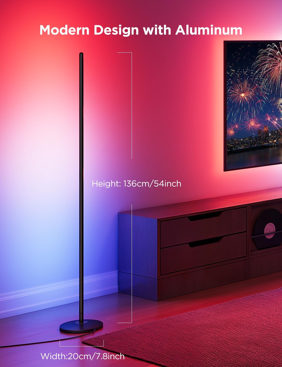 Govee RGBIC Floor Lamp, LED Corner Lamp Works with Alexa, 1000 Lumen Smart Modern Floor Lamp with Music Sync and 16 Million DIY Colors, Color Changing Standing Floor Lamp for Bedroom Living Room Black - Image 2