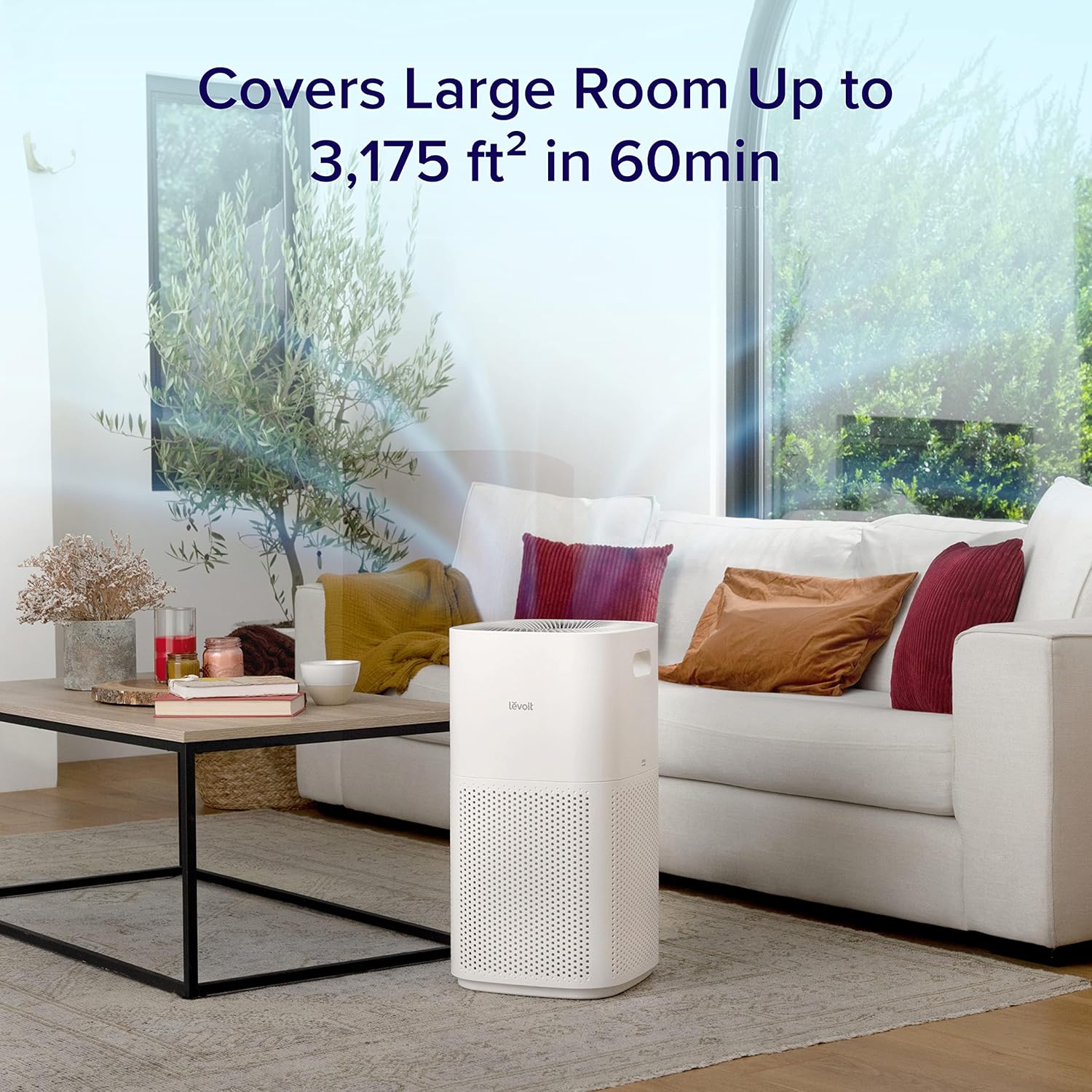 LEVOIT Air Purifiers for Home Large Room Up to 3175 Sq. Ft with Smart WiFi, PM2.5 Monitor, HEPA Sleep Mode, 3-in-1 Filter for Smoke, Pet Allergies, Dust and Odor, Alexa Control, Core 600S-P, White - Image 2